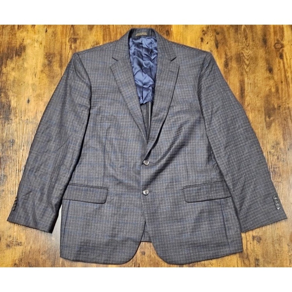 Jos A Bank Reserve E Thomas Suit Jacket Mens 44R Blue Brown Plaid